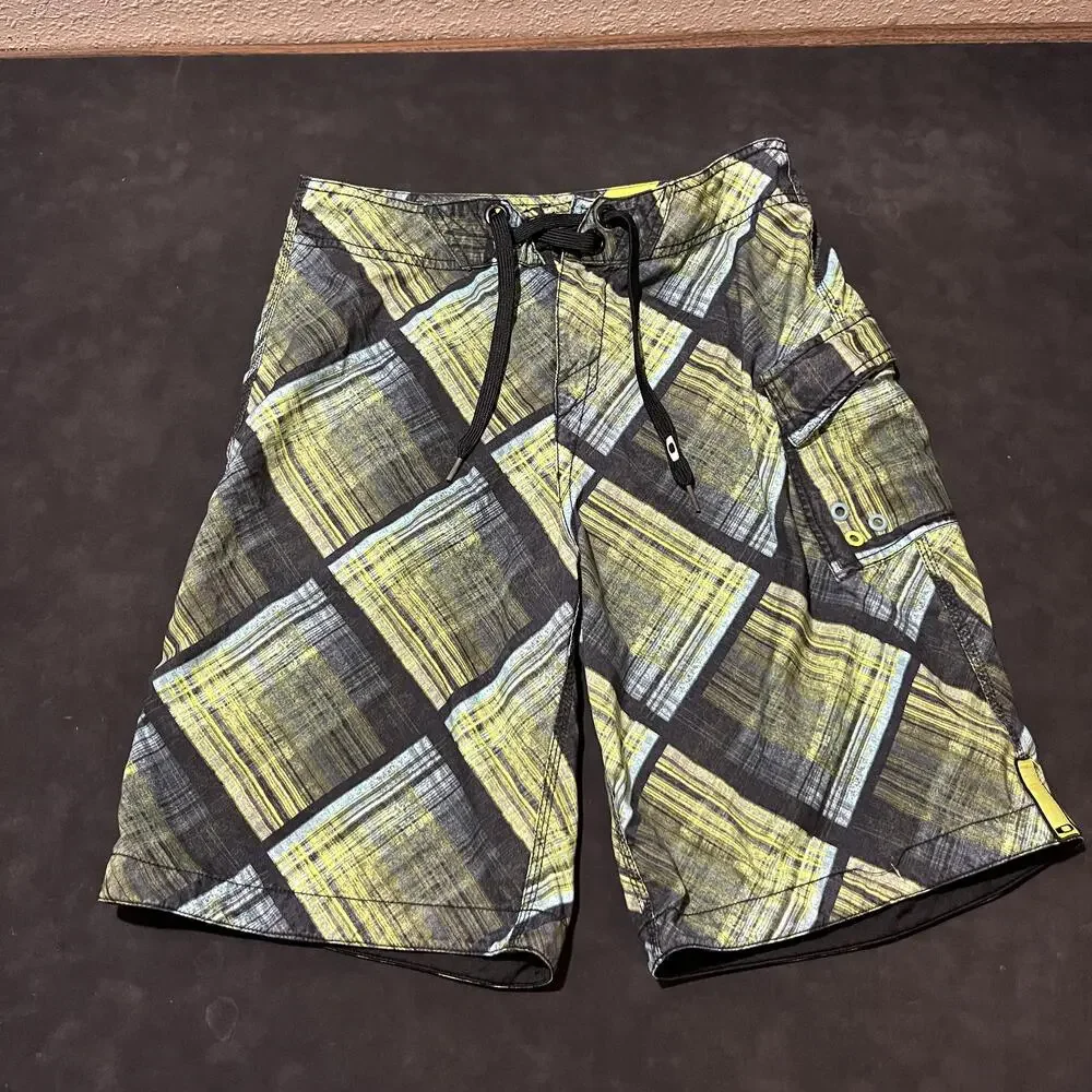 Oakley Board Software Shorts Men Large Vintage Black Surf Swim Trunks Drawstring